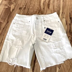 YMI mid rise white jean shorts size 5 or 27
